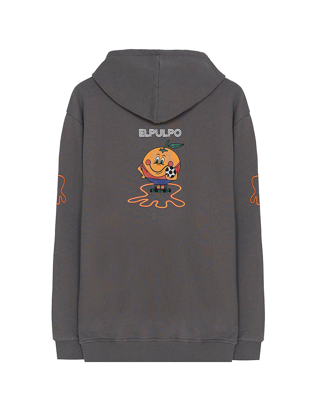 TRIPLE LOGO PRINT HOODIE IN CHARCOAL ORANGE