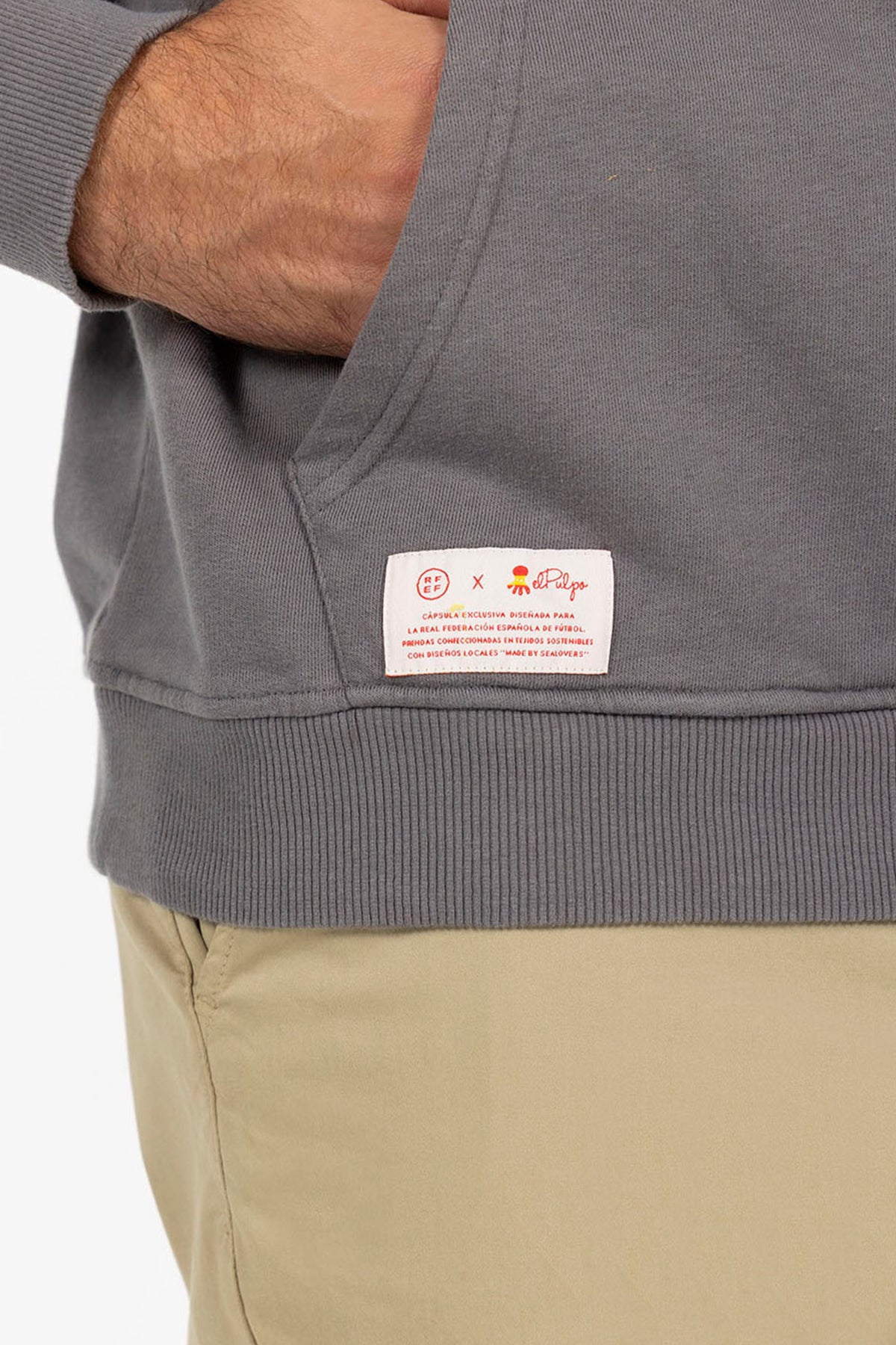 TRIPLE LOGO PRINT HOODIE IN CHARCOAL ORANGE