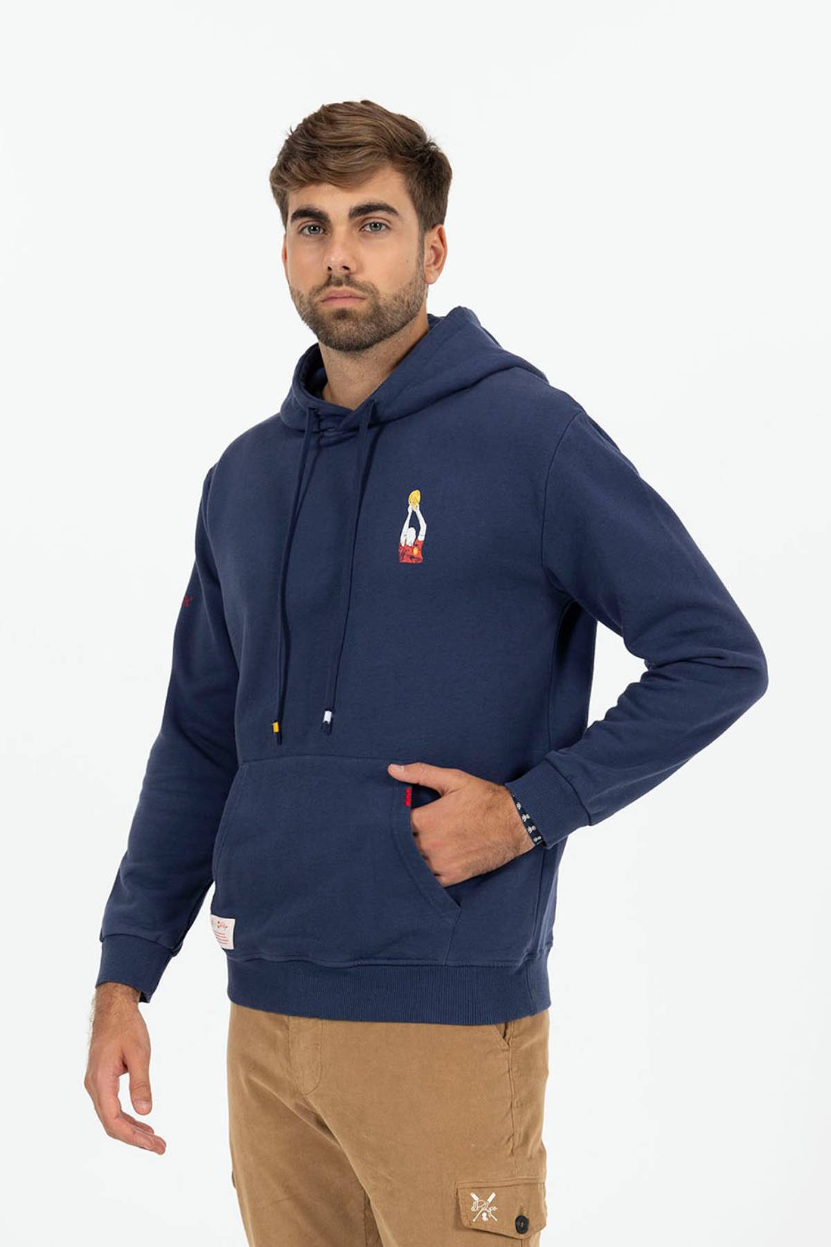 SUDADERA CAPUCHA ESTAMPADO VINTAGE FOOTBALL AZUL MARINO DELAVÉ