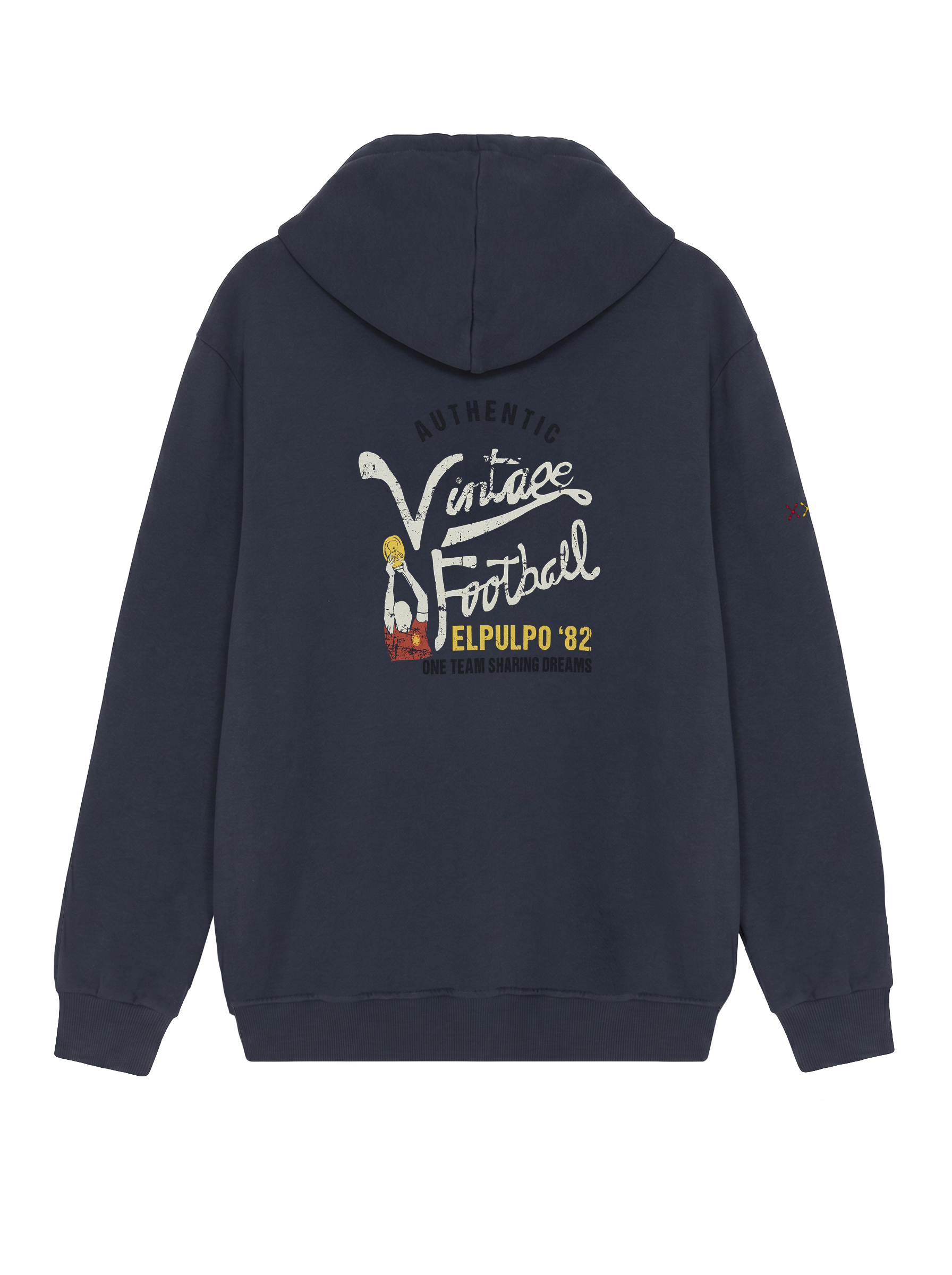 SUDADERA CAPUCHA ESTAMPADO VINTAGE FOOTBALL AZUL MARINO DELAVÉ
