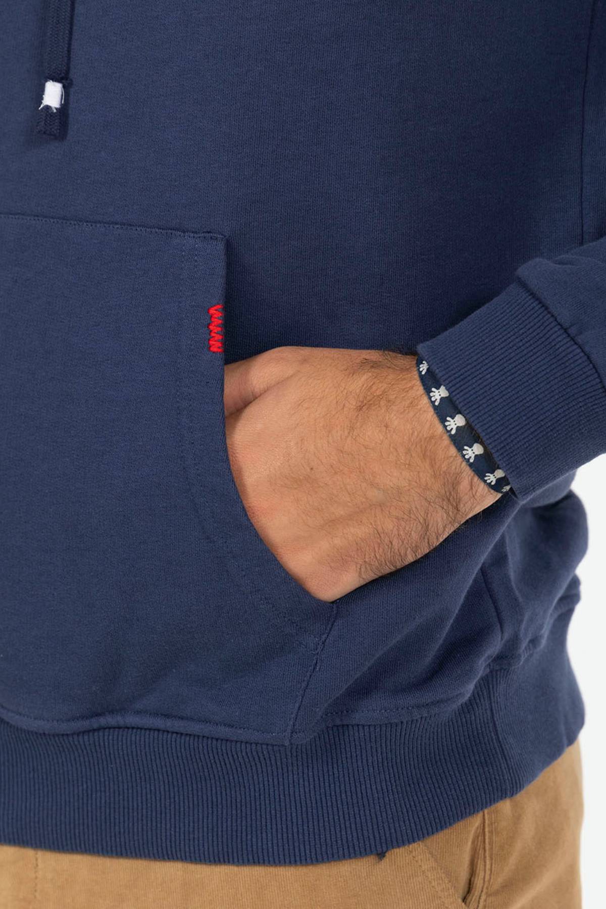 SUDADERA CAPUCHA ESTAMPADO VINTAGE FOOTBALL AZUL MARINO DELAVÉ