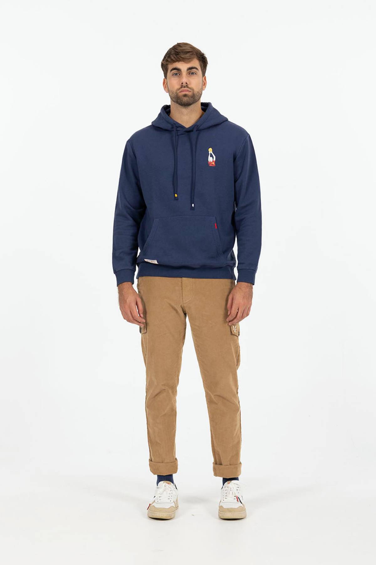 SUDADERA CAPUCHA ESTAMPADO VINTAGE FOOTBALL AZUL MARINO DELAVÉ