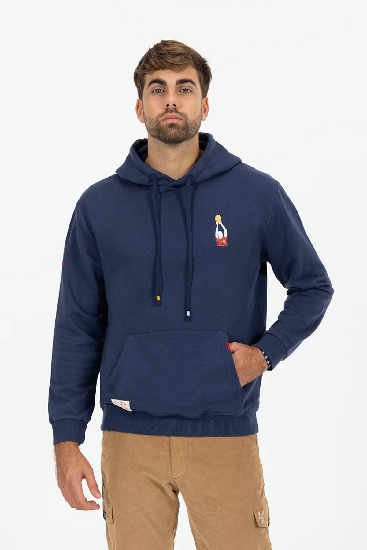 SUDADERA CAPUCHA ESTAMPADO VINTAGE FOOTBALL AZUL MARINO DELAVÉ