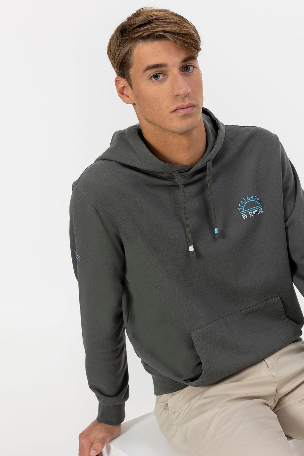 SEALOVERS SUN ANTHRACITE EMBROIDERED HOODIE