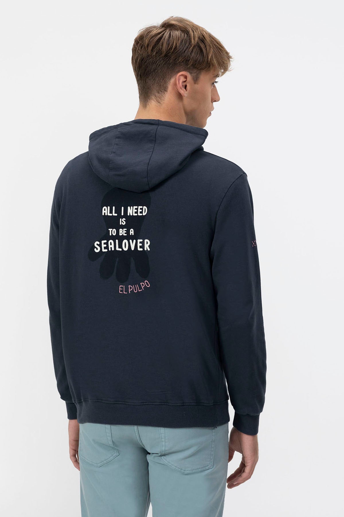 DELAVÉ NAVY BLUE ALL I NEED PRINT HOODIE