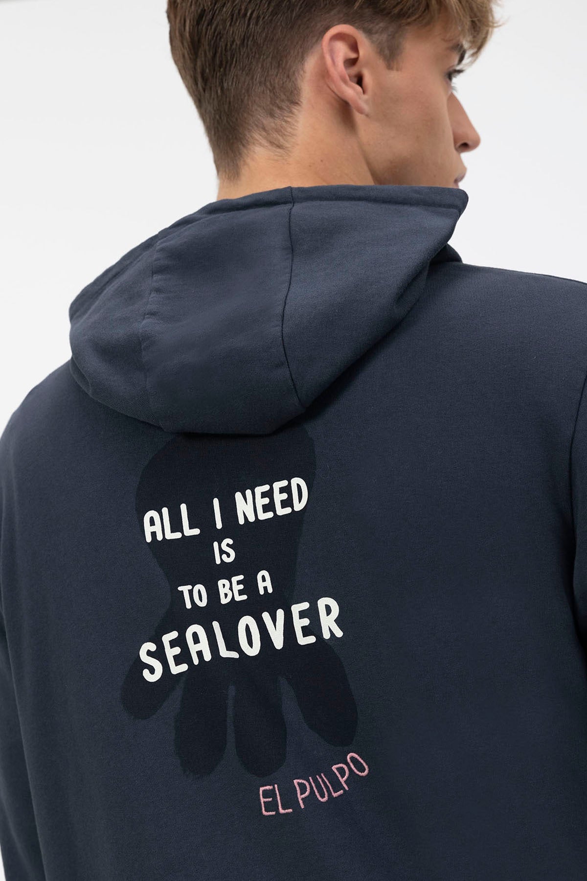 DELAVÉ NAVY BLUE ALL I NEED PRINT HOODIE