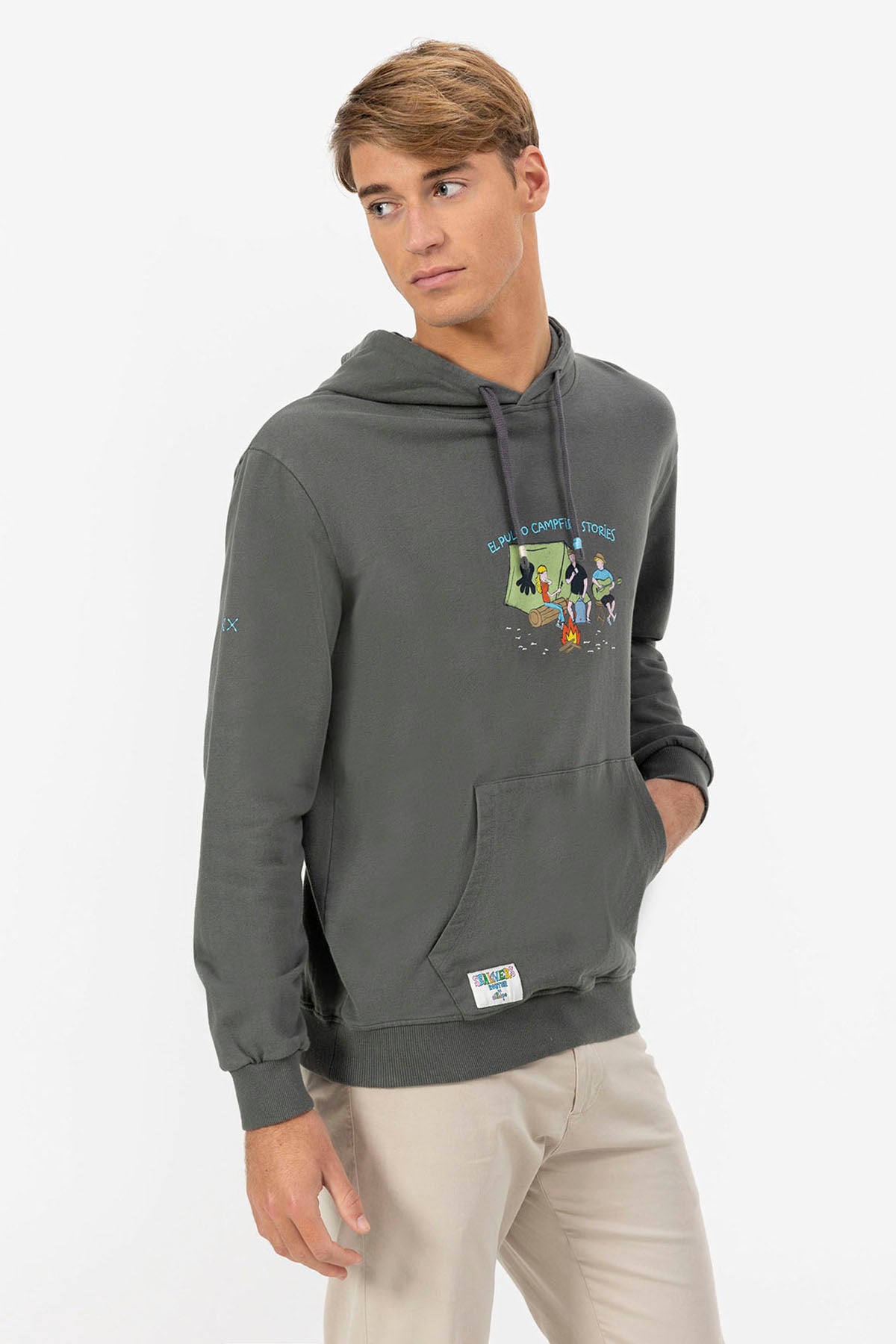 CAMPFIRE ANTHRACITE PRINT HOODIE