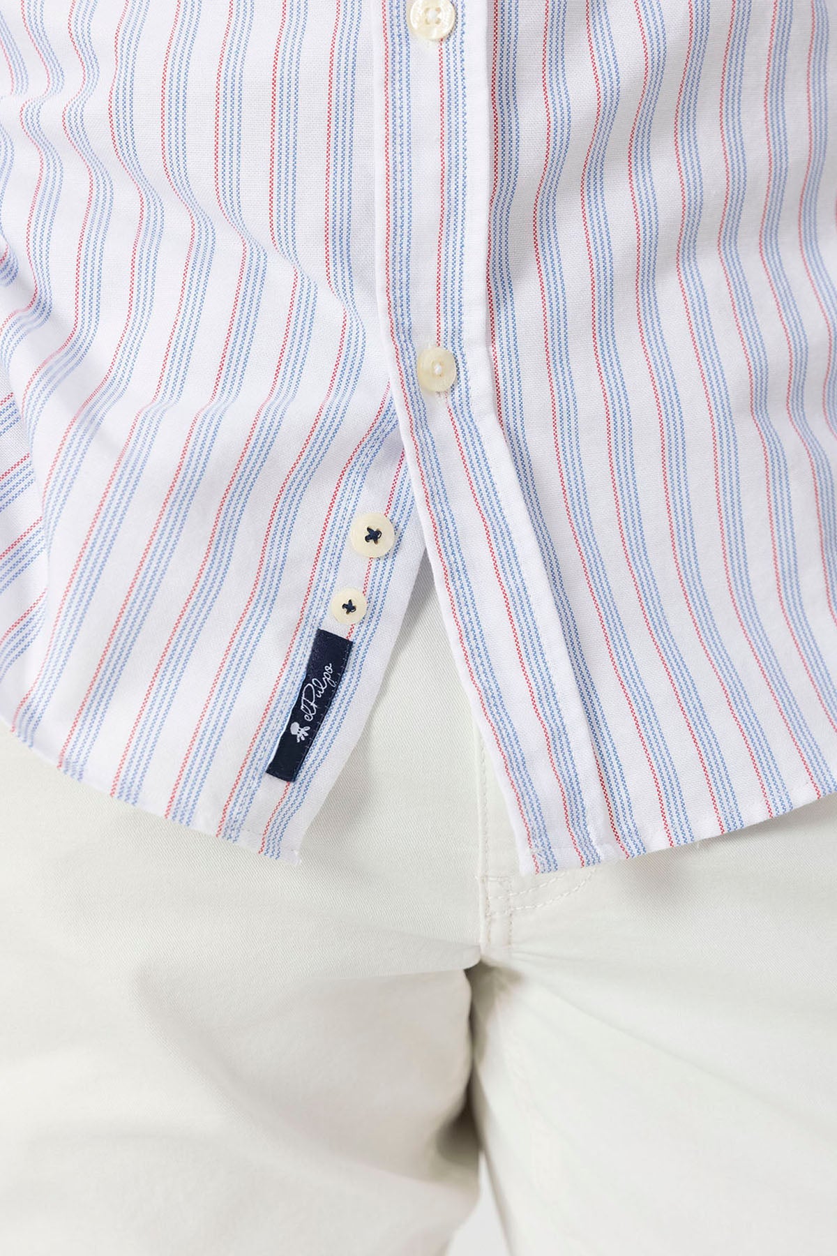 OXFORD BUTTON COLLAR SHIRT WITH MULTICOLOR BLUE STRIPES