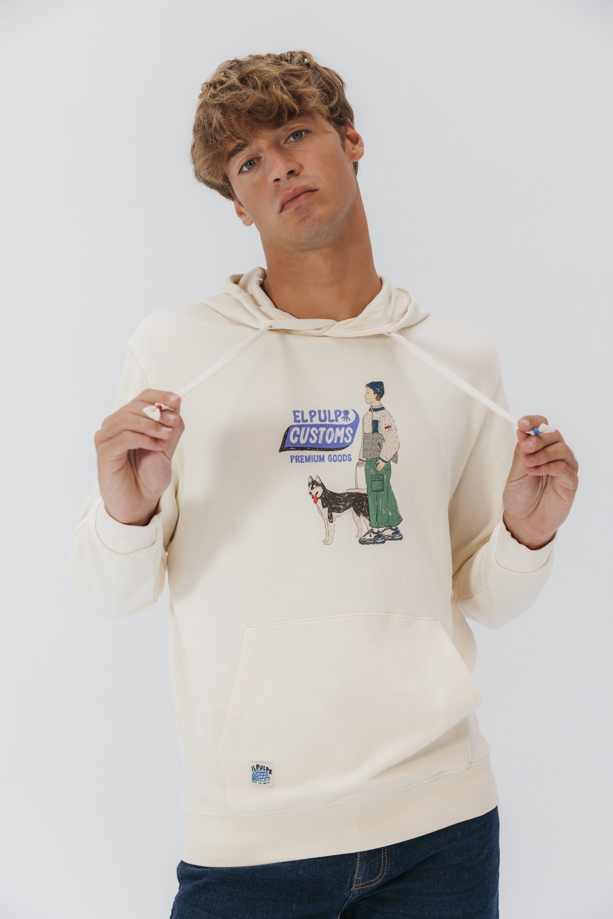 SUDADERA CAPUCHA CUSTOMS BY ELPULPO BLANCO ROTO