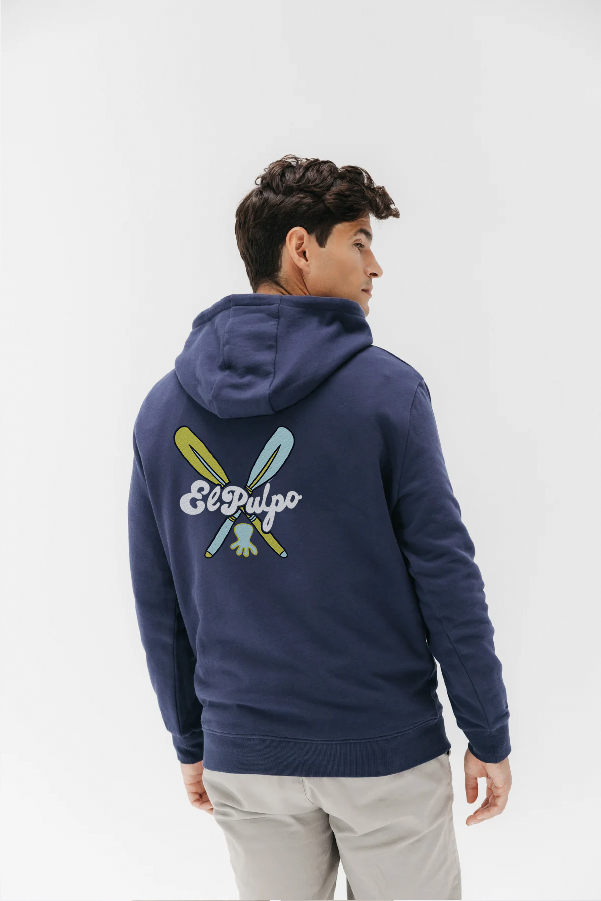 Sudadera capucha remos dibujados azul marino