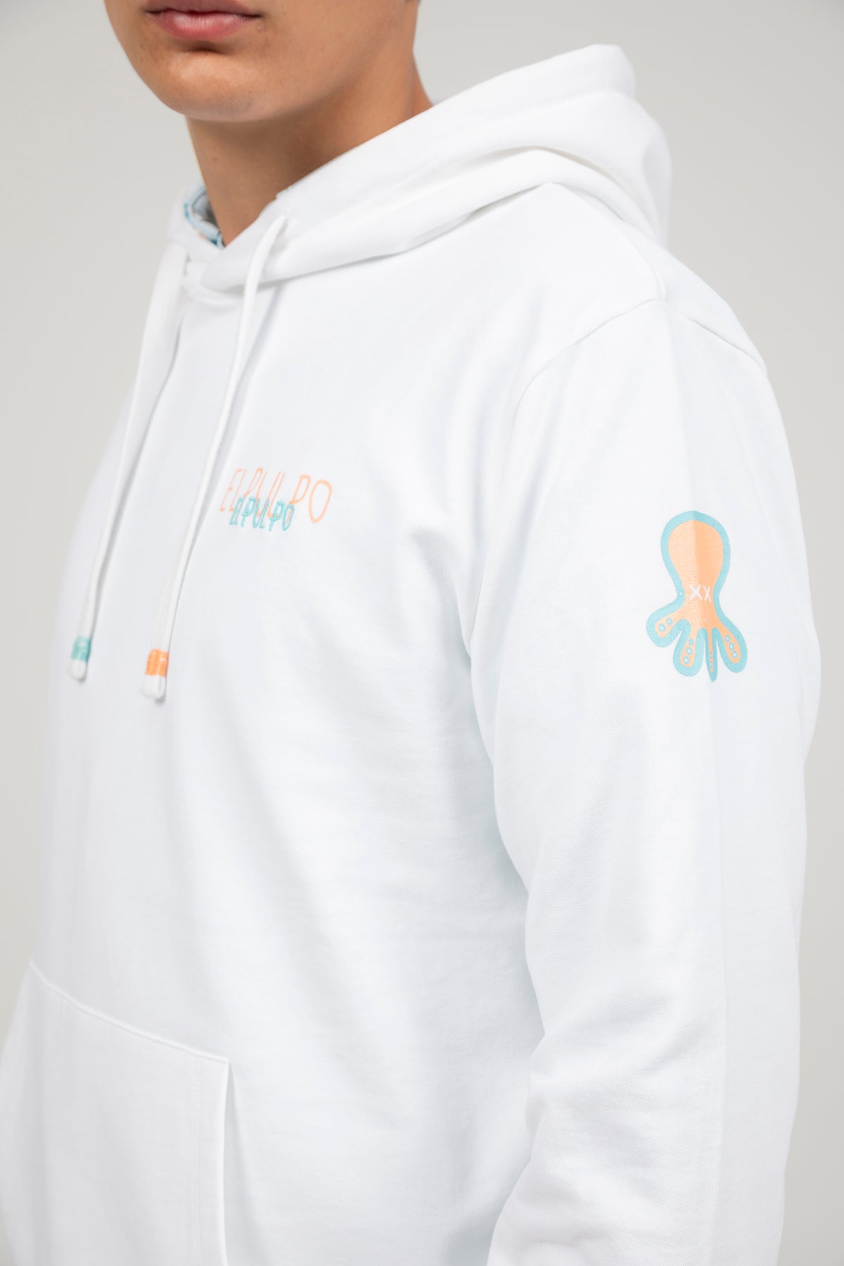 Sudadera capucha logo multiposición blanco puro