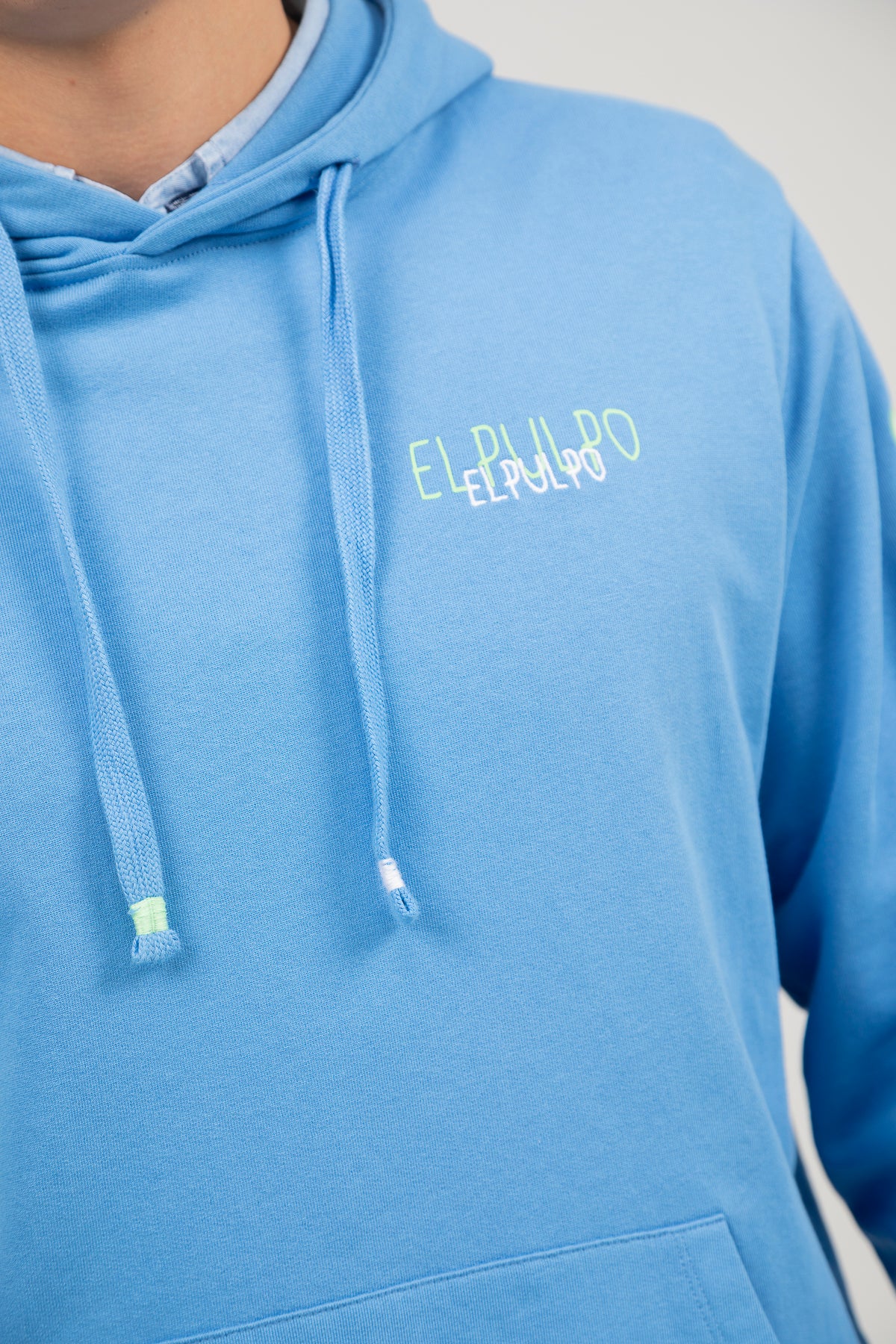 Sudadera capucha logo multiposición azul lavanda