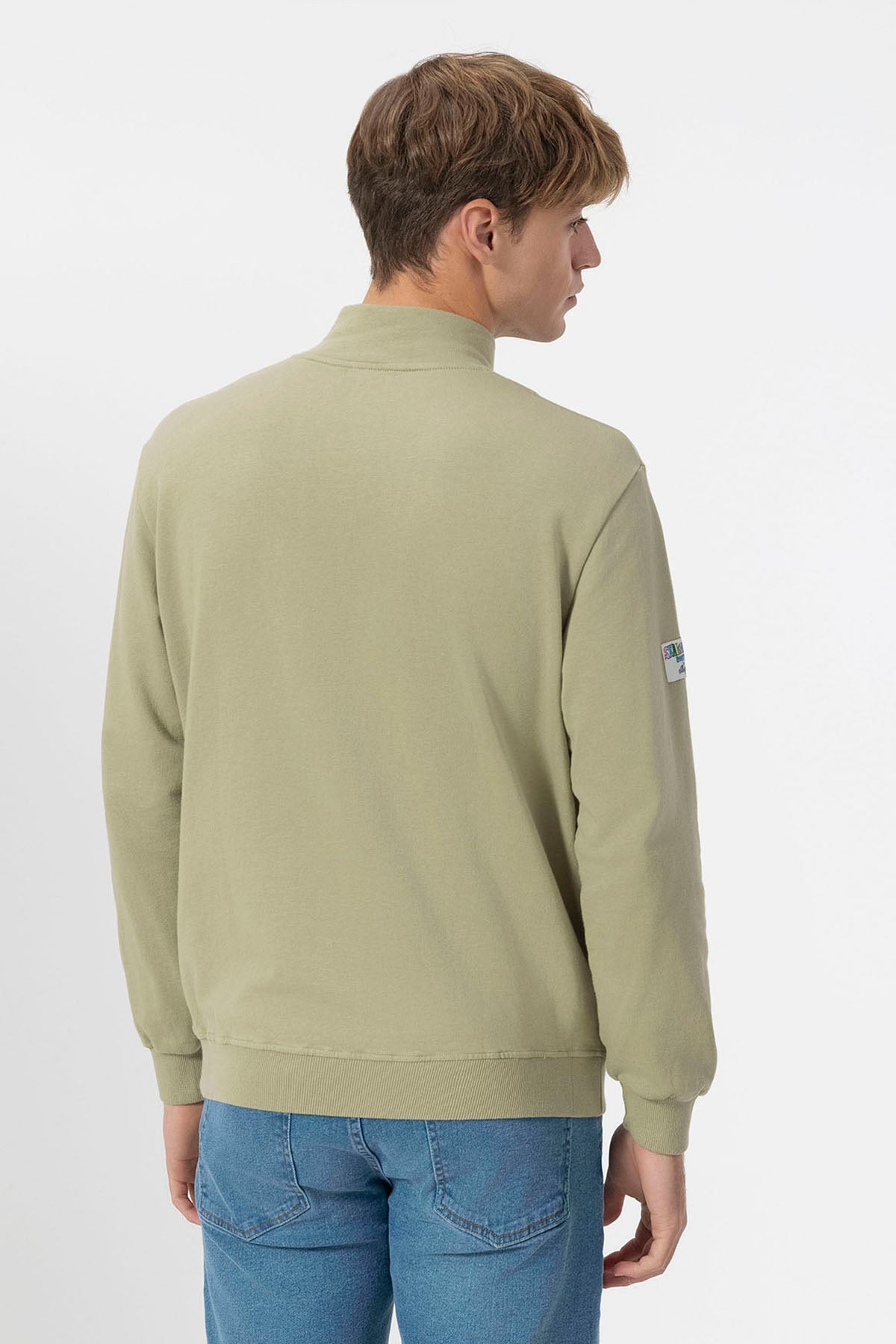 PERKINS SWEATSHIRT WITH ELPULPO LOGO EMBROIDERY IN SAGE GREEN CONTRAST