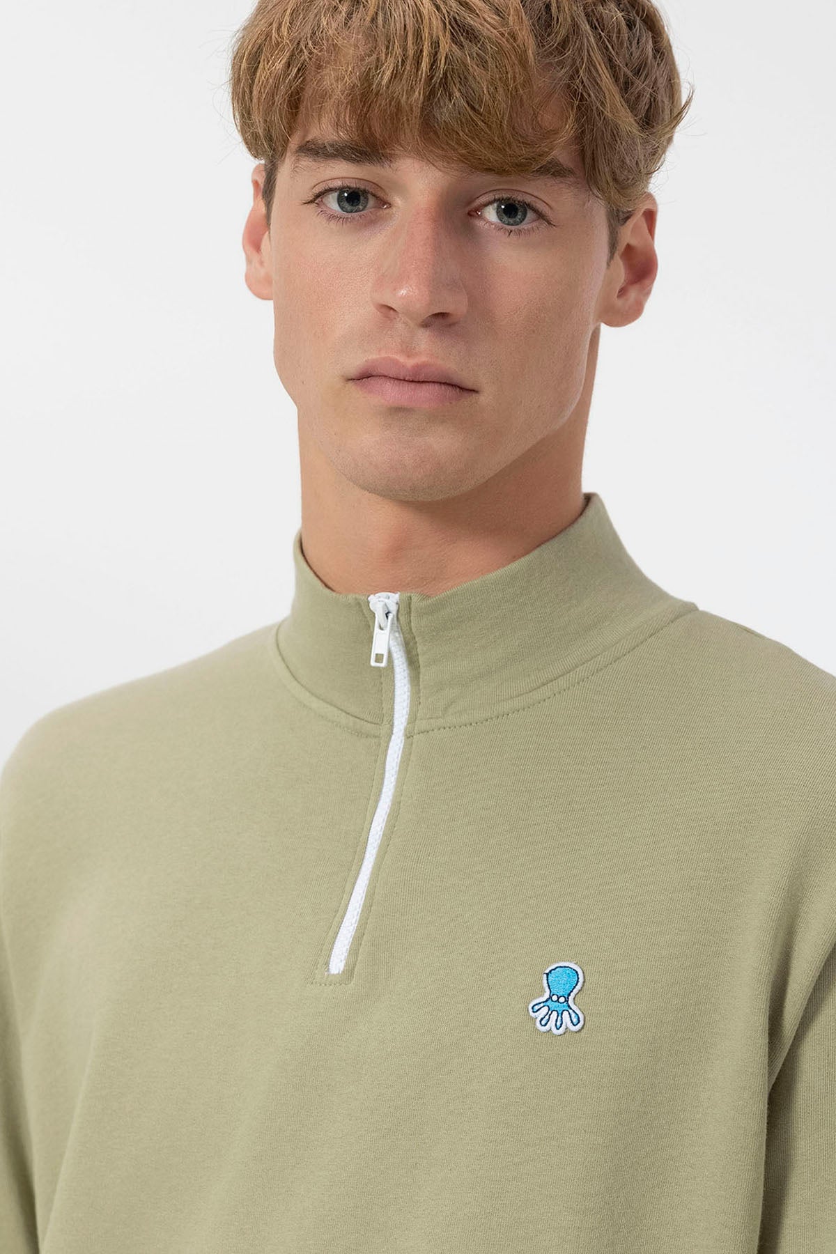 PERKINS SWEATSHIRT WITH ELPULPO LOGO EMBROIDERY IN SAGE GREEN CONTRAST