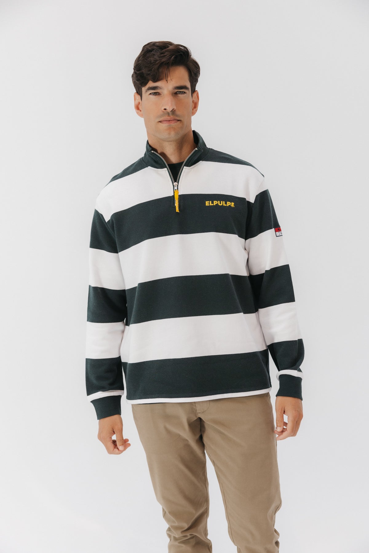 SUDADERA PERKINS LOGO RAYAS VERDE BOTELLA