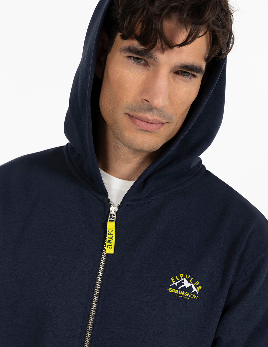 SUDADERA CAPUCHA NEOPRENO ESTAMPADO ENGOMADO AZUL MARINO