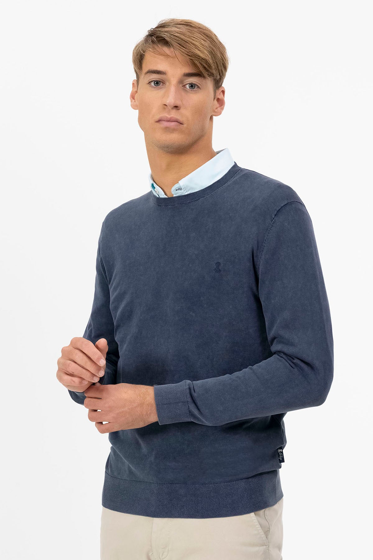 DELAVÉ NAVY BLUE LOGO BASIC WASHED JERSEY