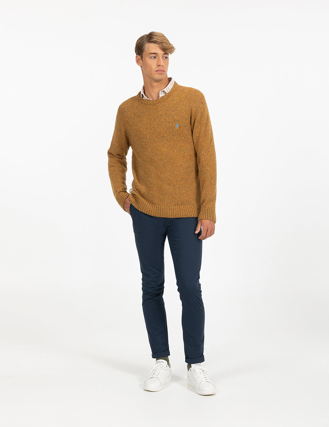 OCHRE MARBLE KNITTED JERSEY