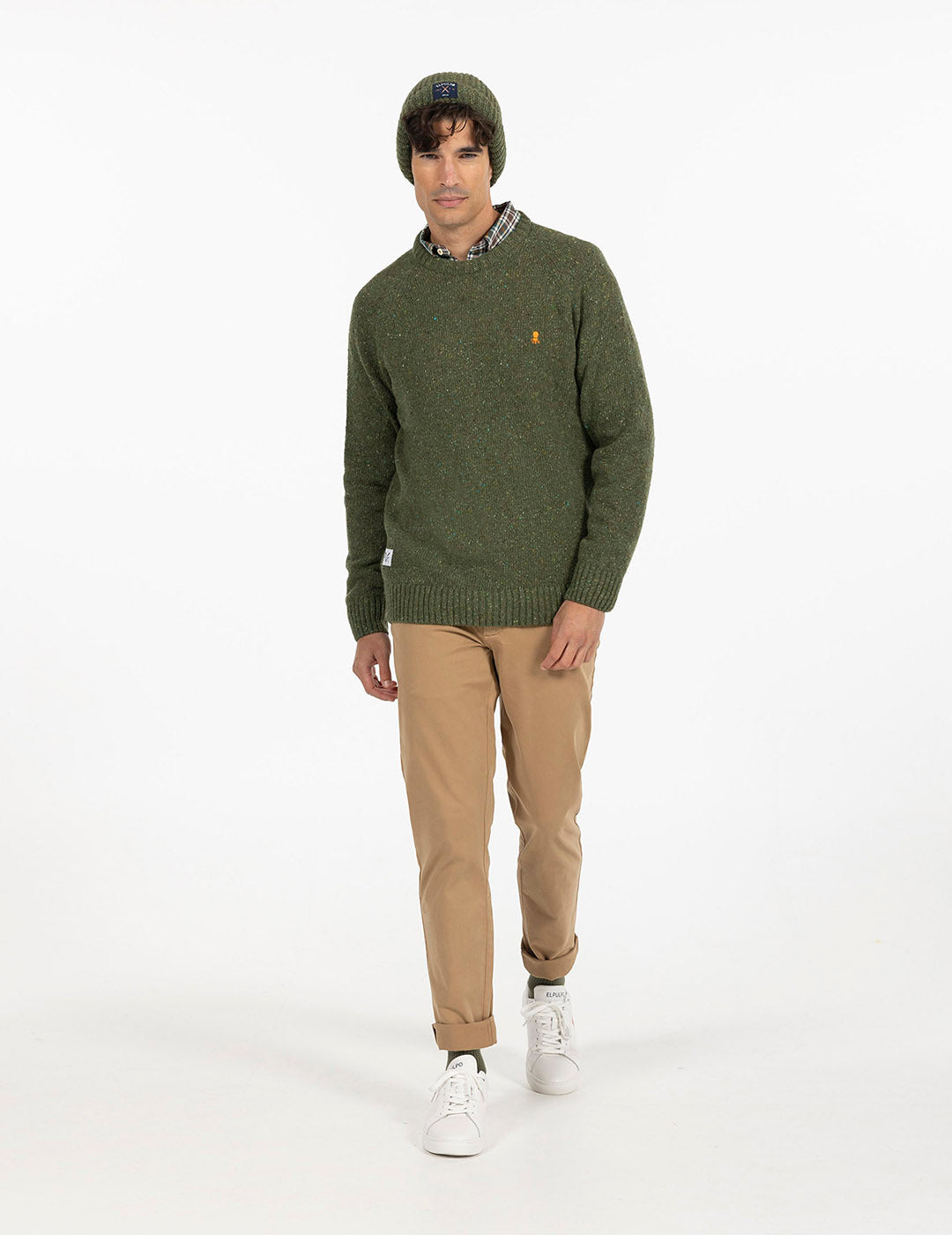 KHAKI GREEN MARBLE KNITTED JERSEY