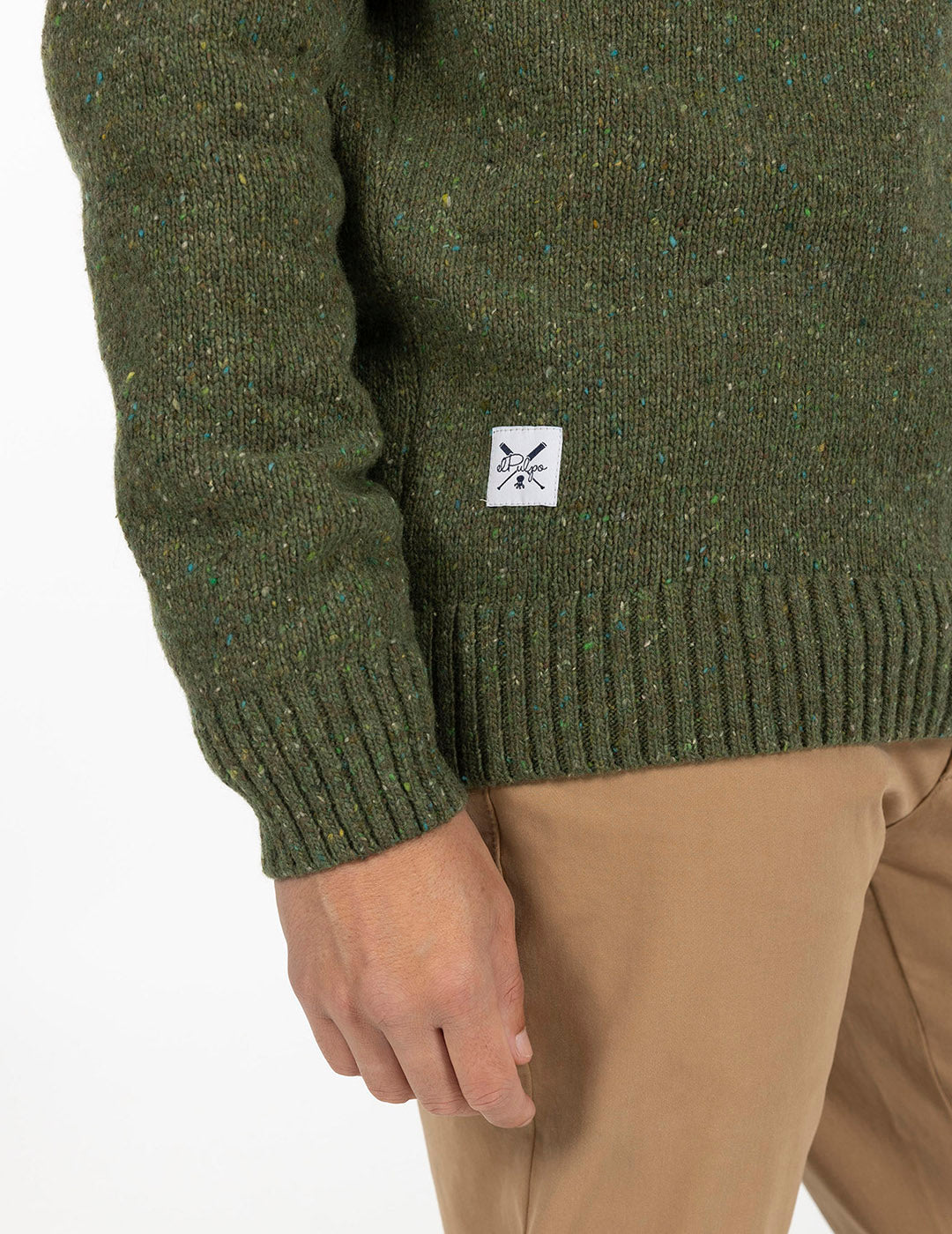 KHAKI GREEN MARBLE KNITTED JERSEY