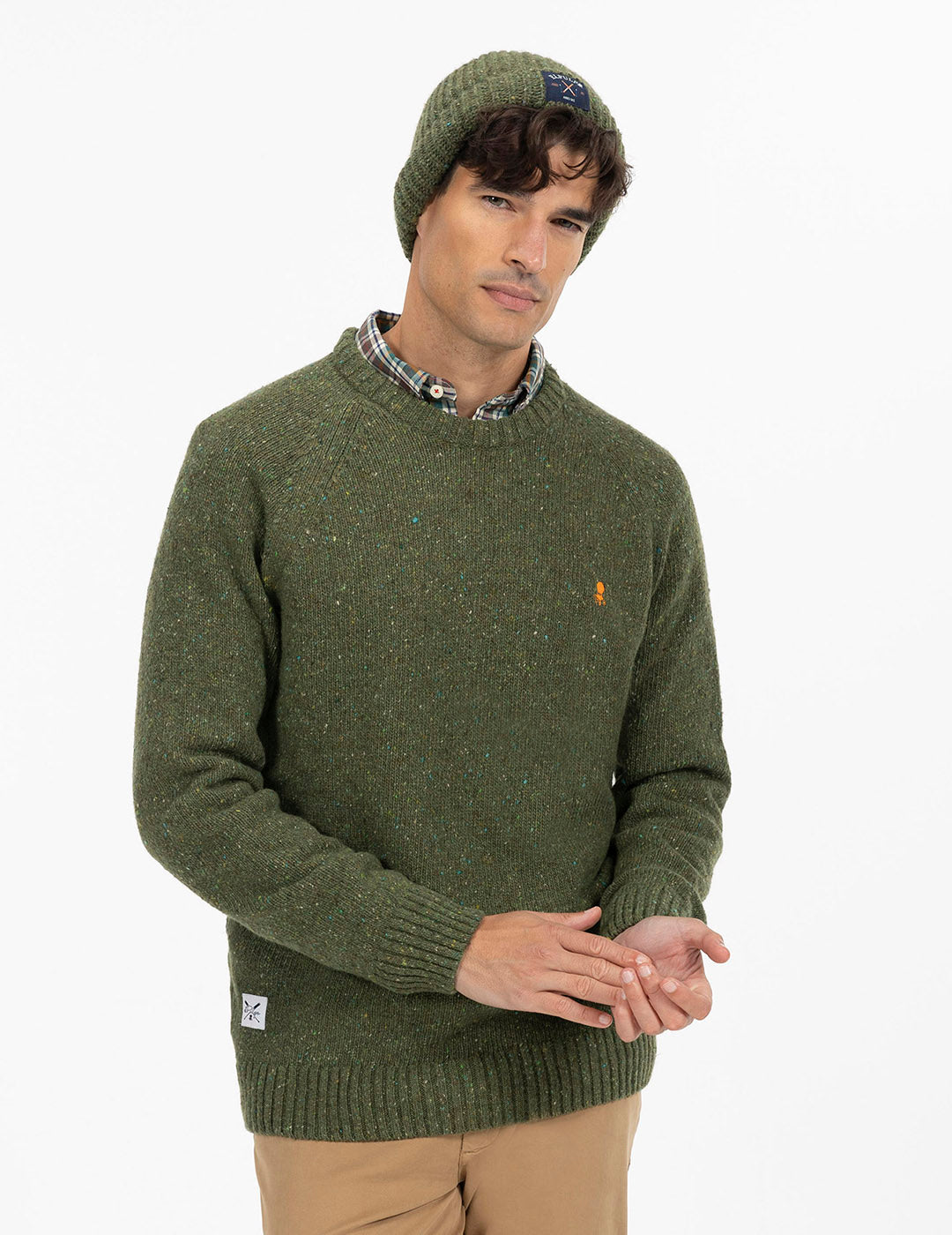 KHAKI GREEN MARBLE KNITTED JERSEY