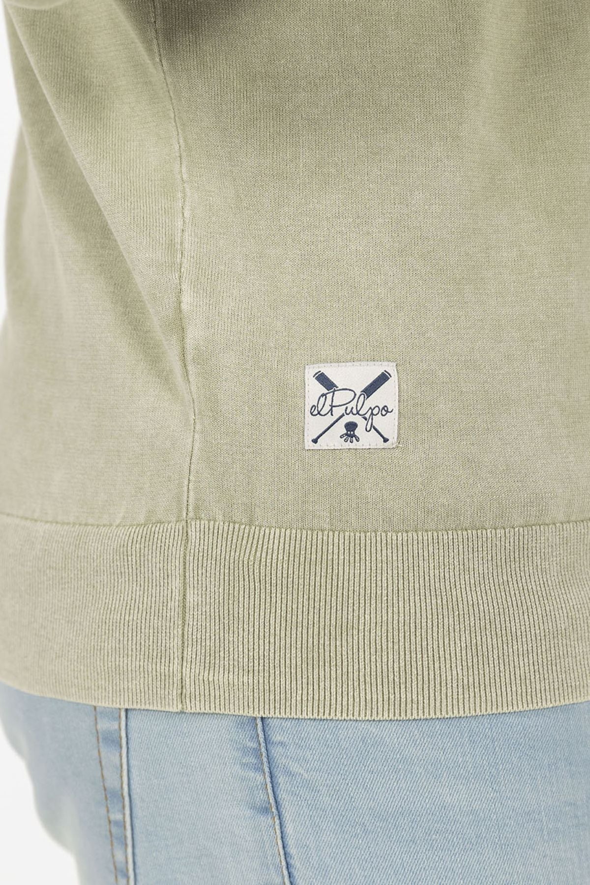 SAGE GREEN WASHED KNITTED SWEATER