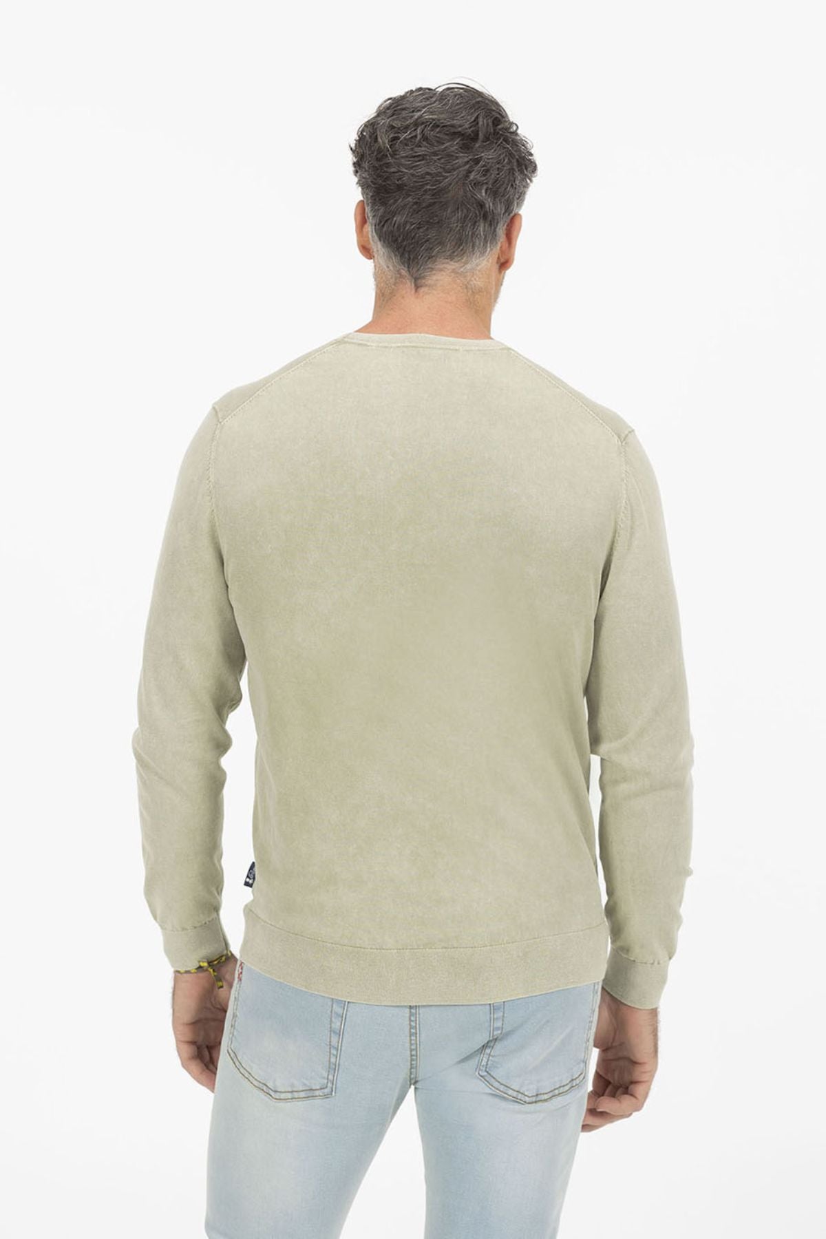 SAGE GREEN WASHED KNITTED SWEATER