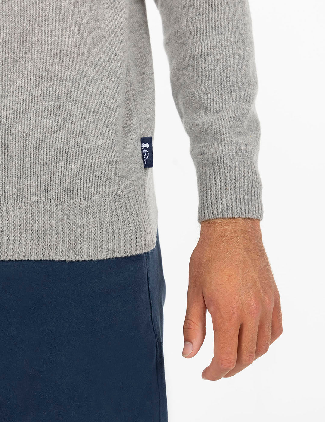 VIGORÉ GREY CONTRASTING GREEK KNITTED JERSEY