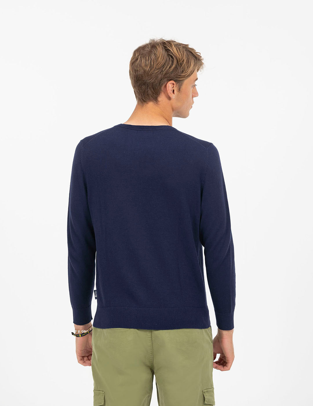 NAVY BLUE CASHMERE BASIC LOGO JERSEY