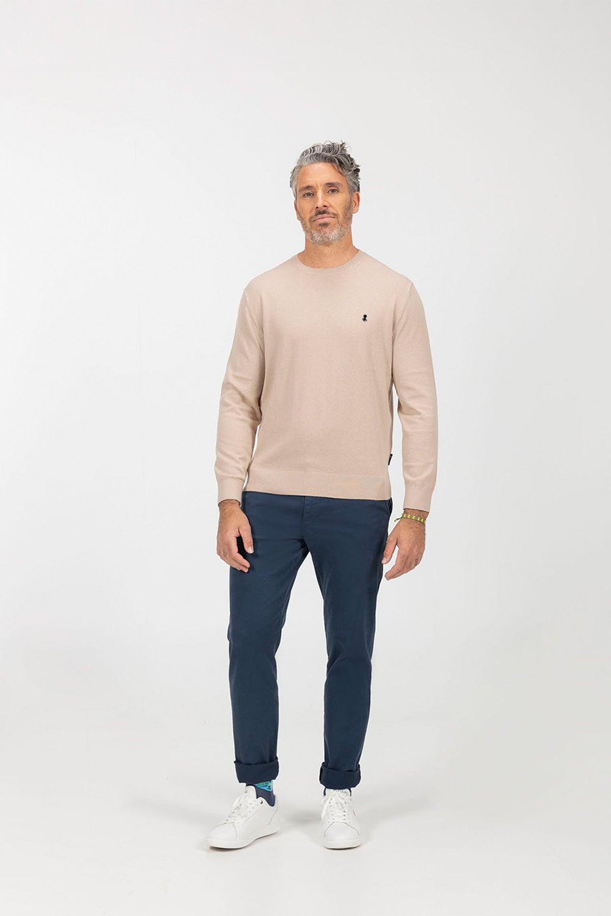 Jersey cuello redondo mezcla blanco roto