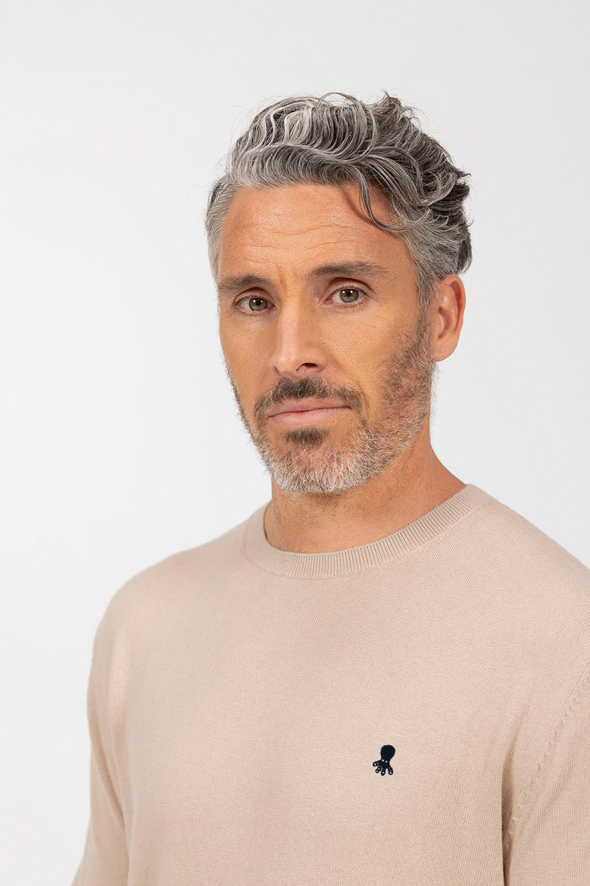 Jersey cuello redondo mezcla blanco roto