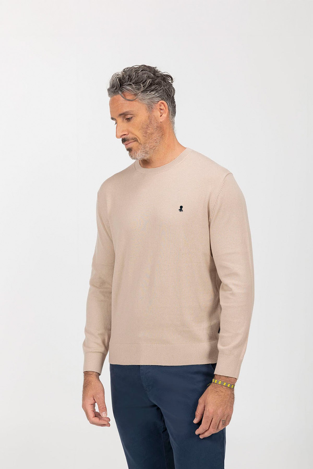 Jersey cuello redondo mezcla blanco roto