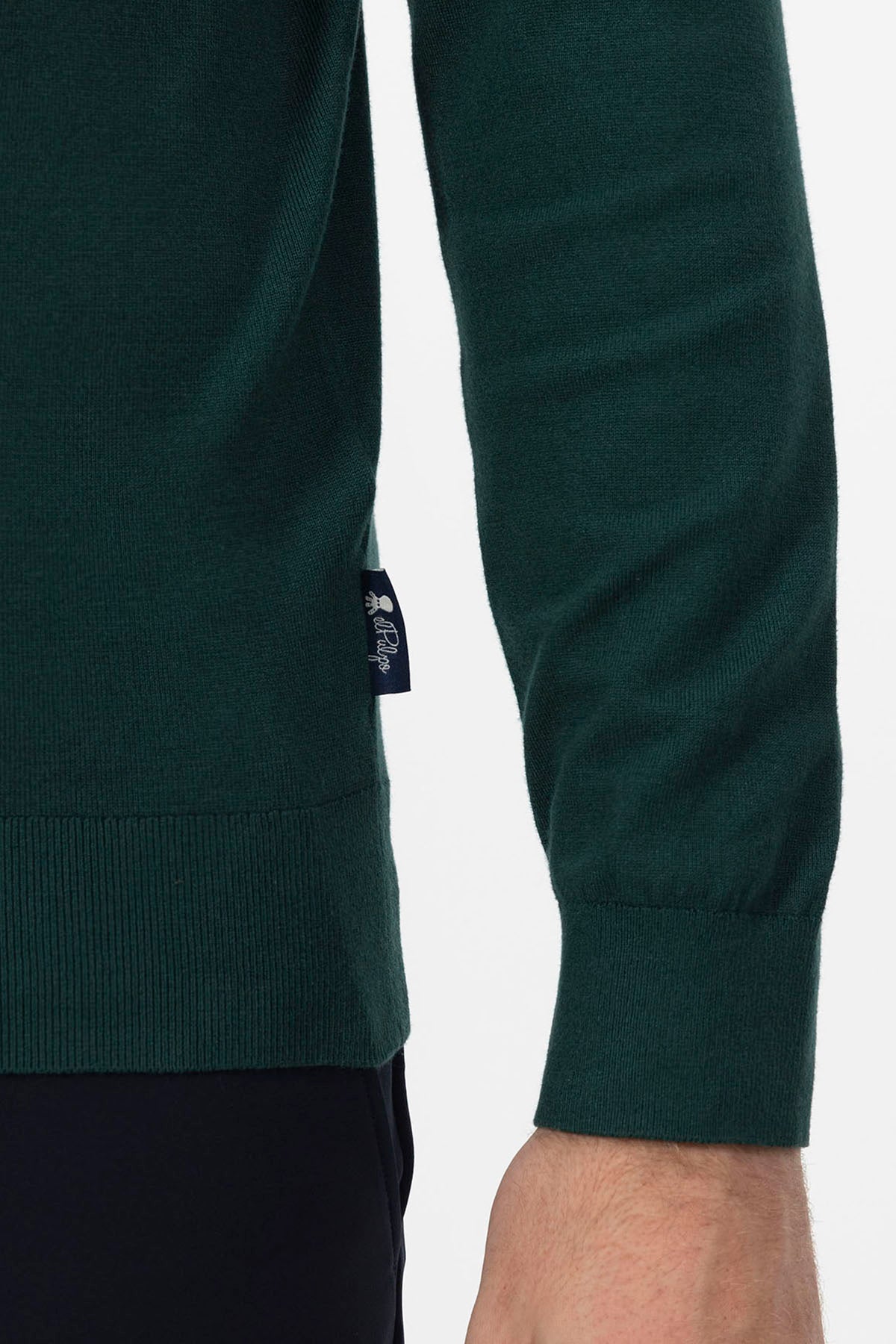 BASIC SWEATER WITH BOTTLE GREEN LOGO