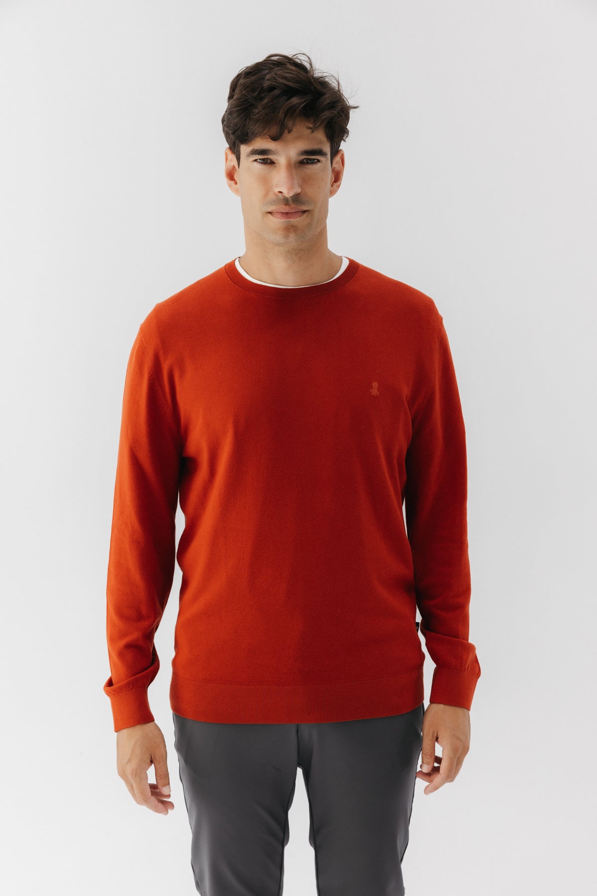 BASIC SWEATER WITH TERRACOTTA LOGO