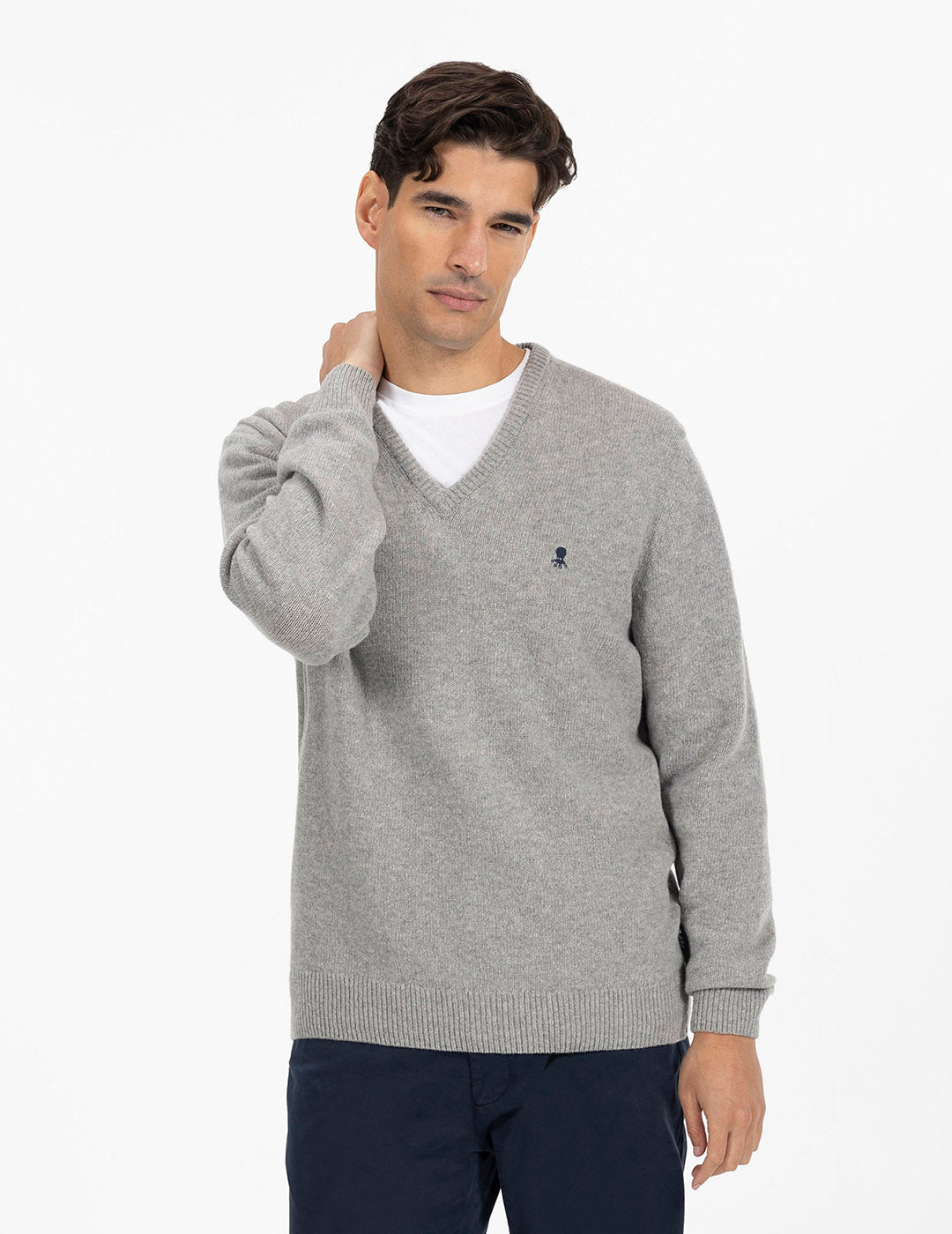 BASIC V-NECK SWEATER IN VIGORÉ GREY