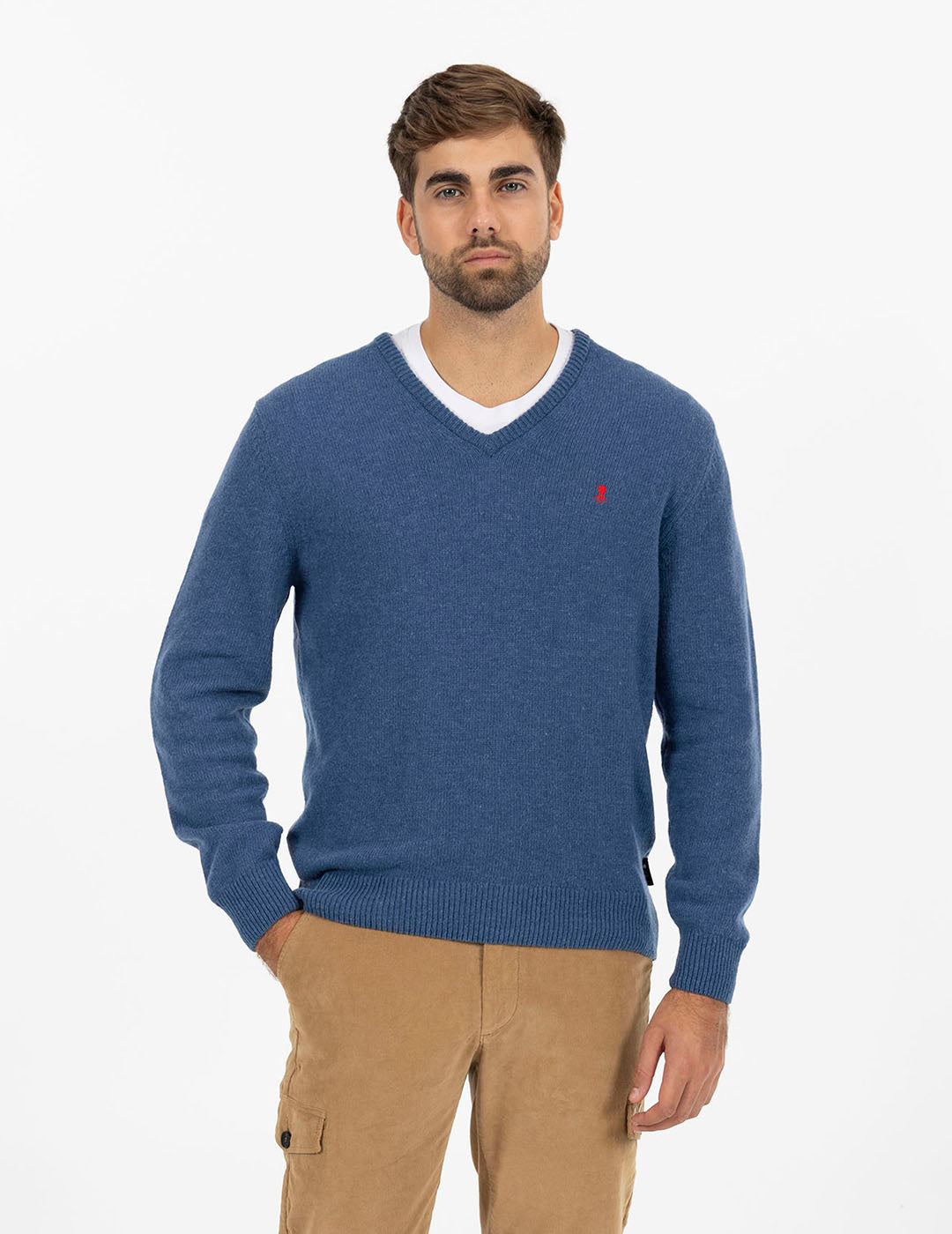 BASIC V-NECK SWEATER INDIGO DELAVÉ