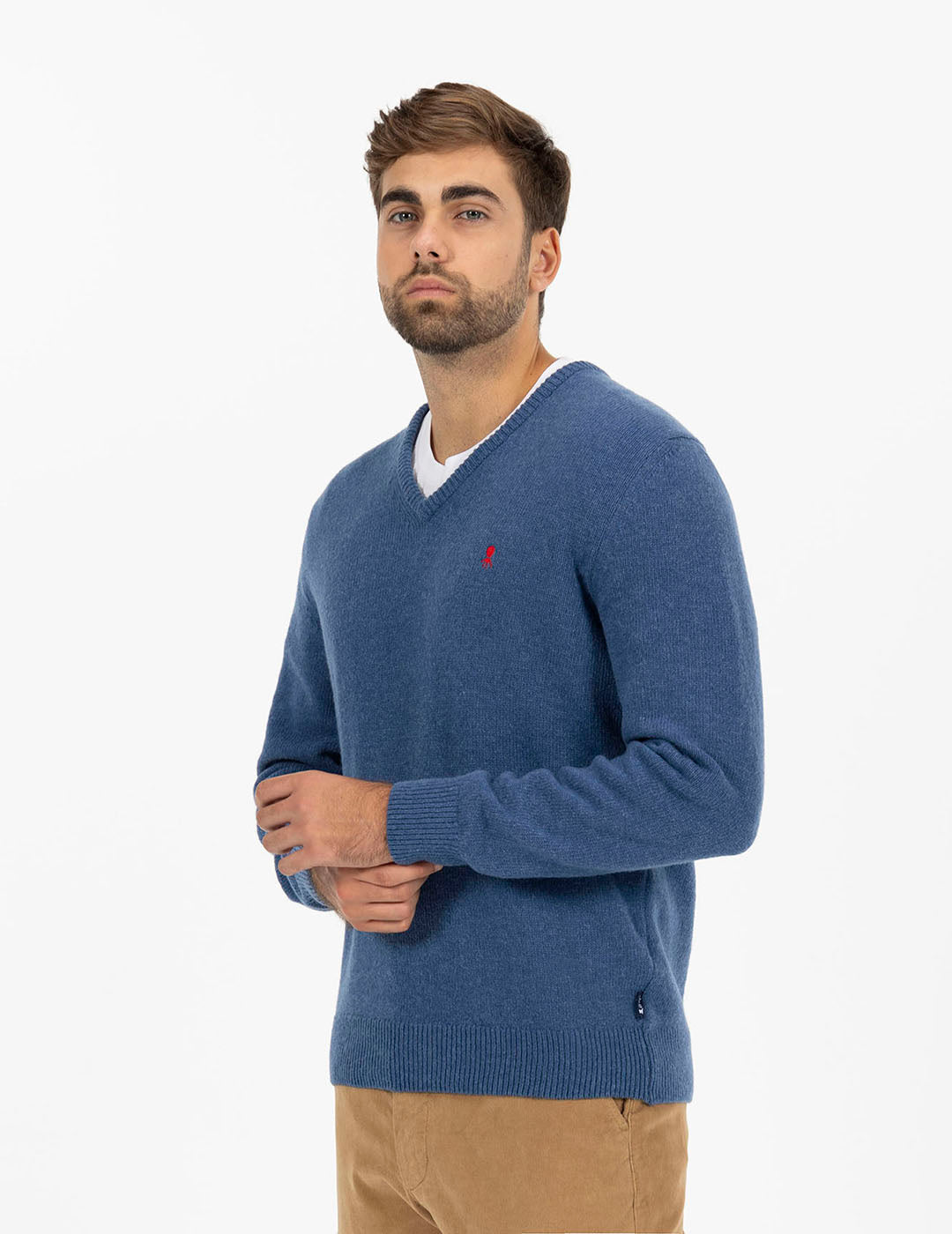 BASIC V-NECK SWEATER INDIGO DELAVÉ