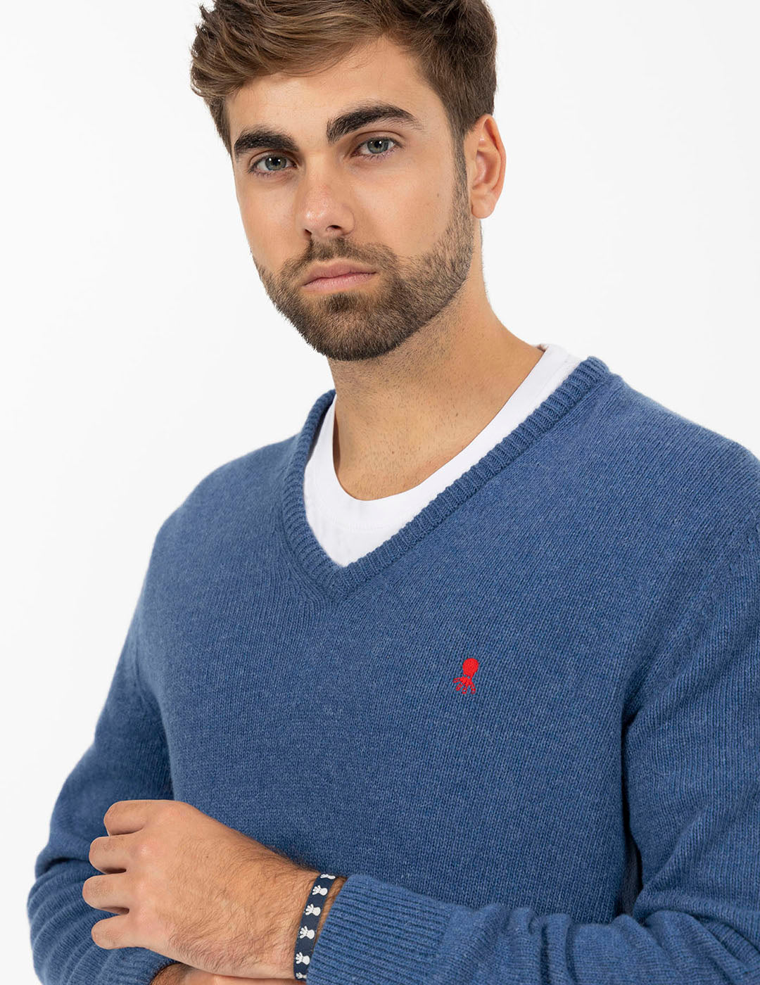 BASIC V-NECK SWEATER INDIGO DELAVÉ