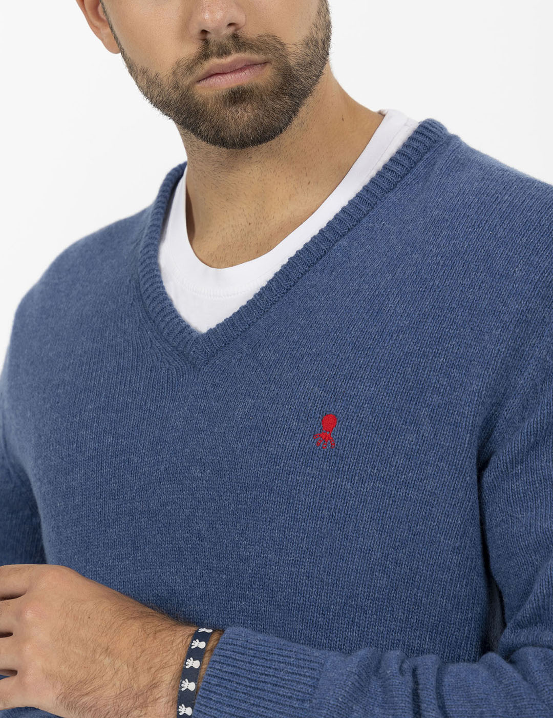 BASIC V-NECK SWEATER INDIGO DELAVÉ