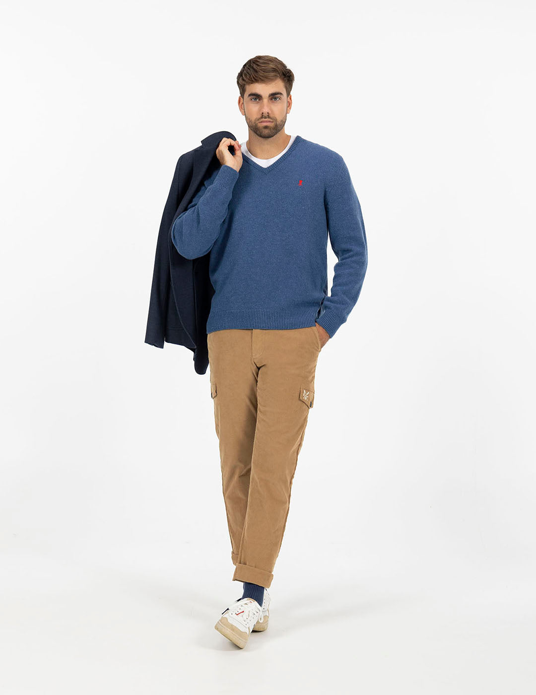 BASIC V-NECK SWEATER INDIGO DELAVÉ