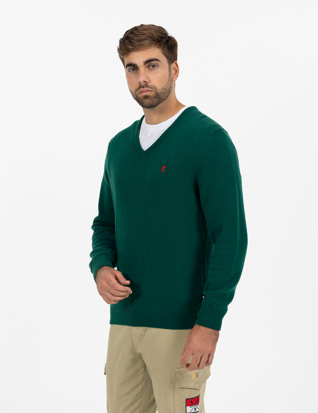 JERSEY BÁSICO CUELLO PICO VERDE INGLÉS