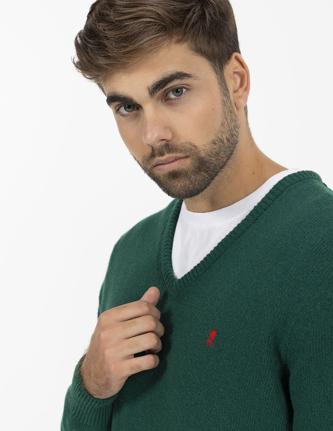 BASIC V-NECK SWEATER ENGLISH GREEN