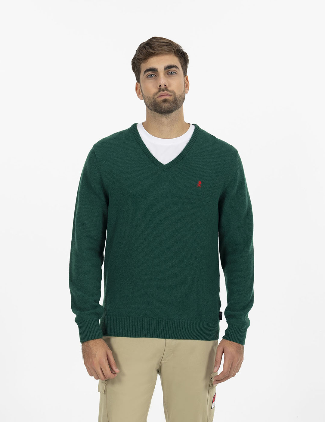 JERSEY BÁSICO CUELLO PICO VERDE INGLÉS