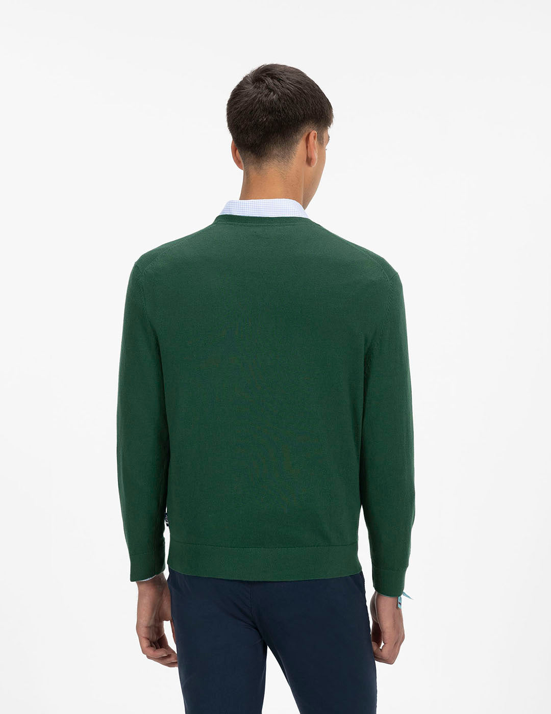 V-NECK SWEATER WITH BOTTLE GREEN LOGO MIX