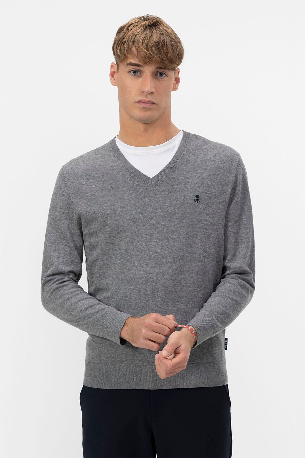 JERSEY DE PUNTO CREPE CUELLO PICO GRIS VIGORÉ