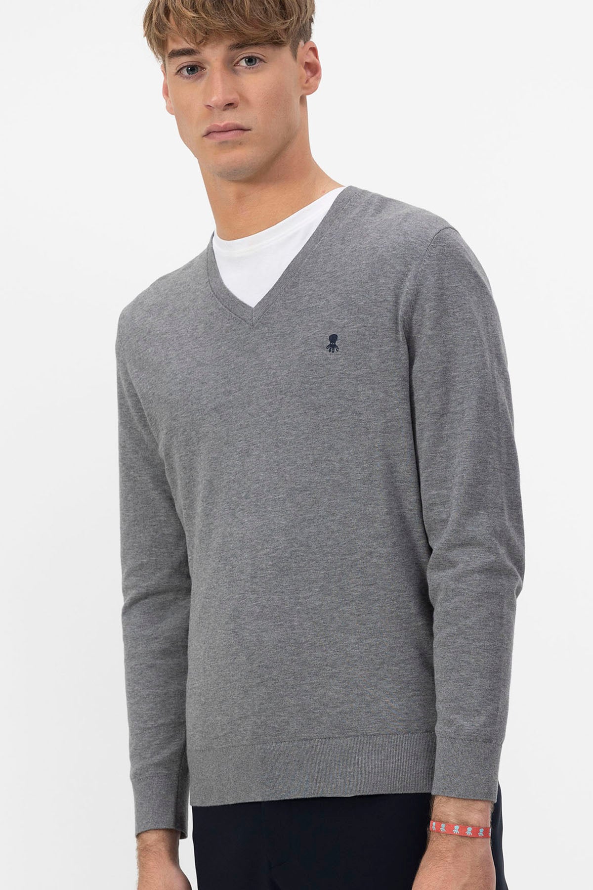 JERSEY DE PUNTO CREPE CUELLO PICO GRIS VIGORÉ