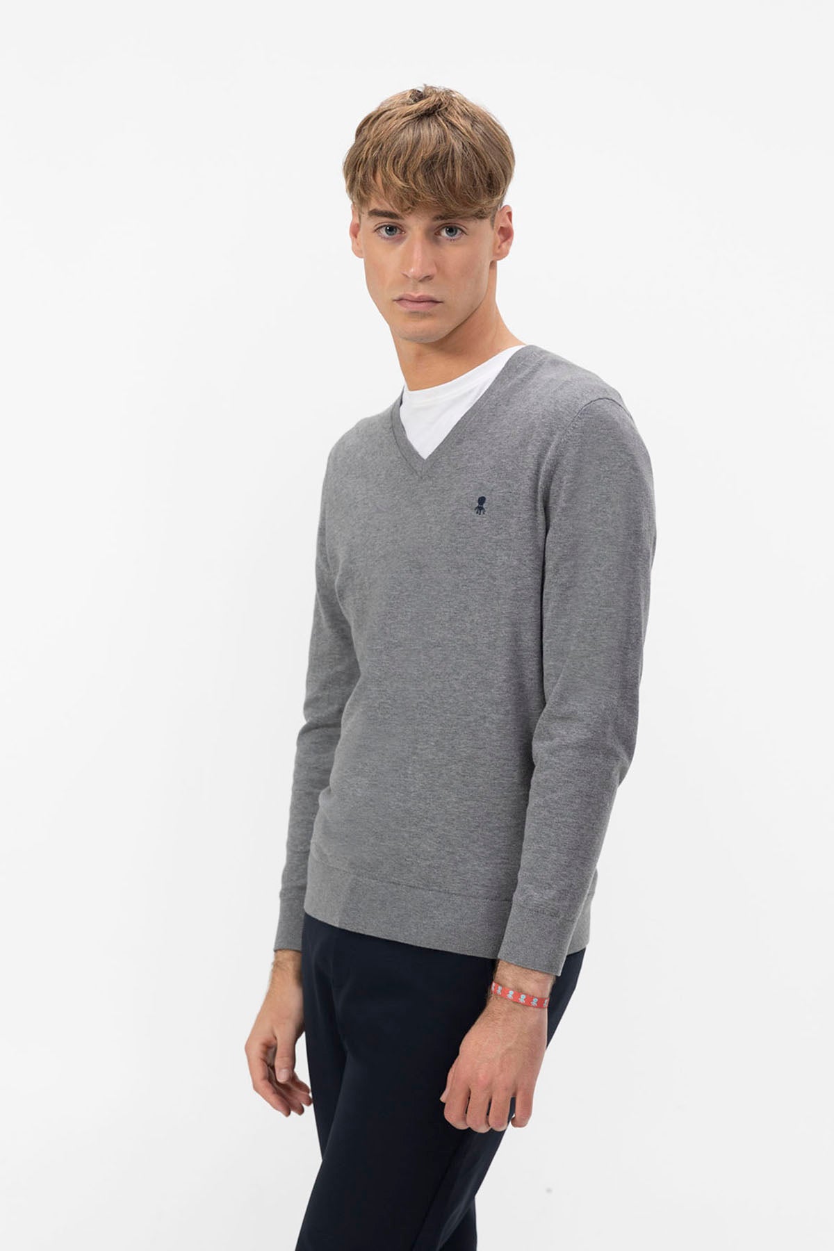 JERSEY DE PUNTO CREPE CUELLO PICO GRIS VIGORÉ