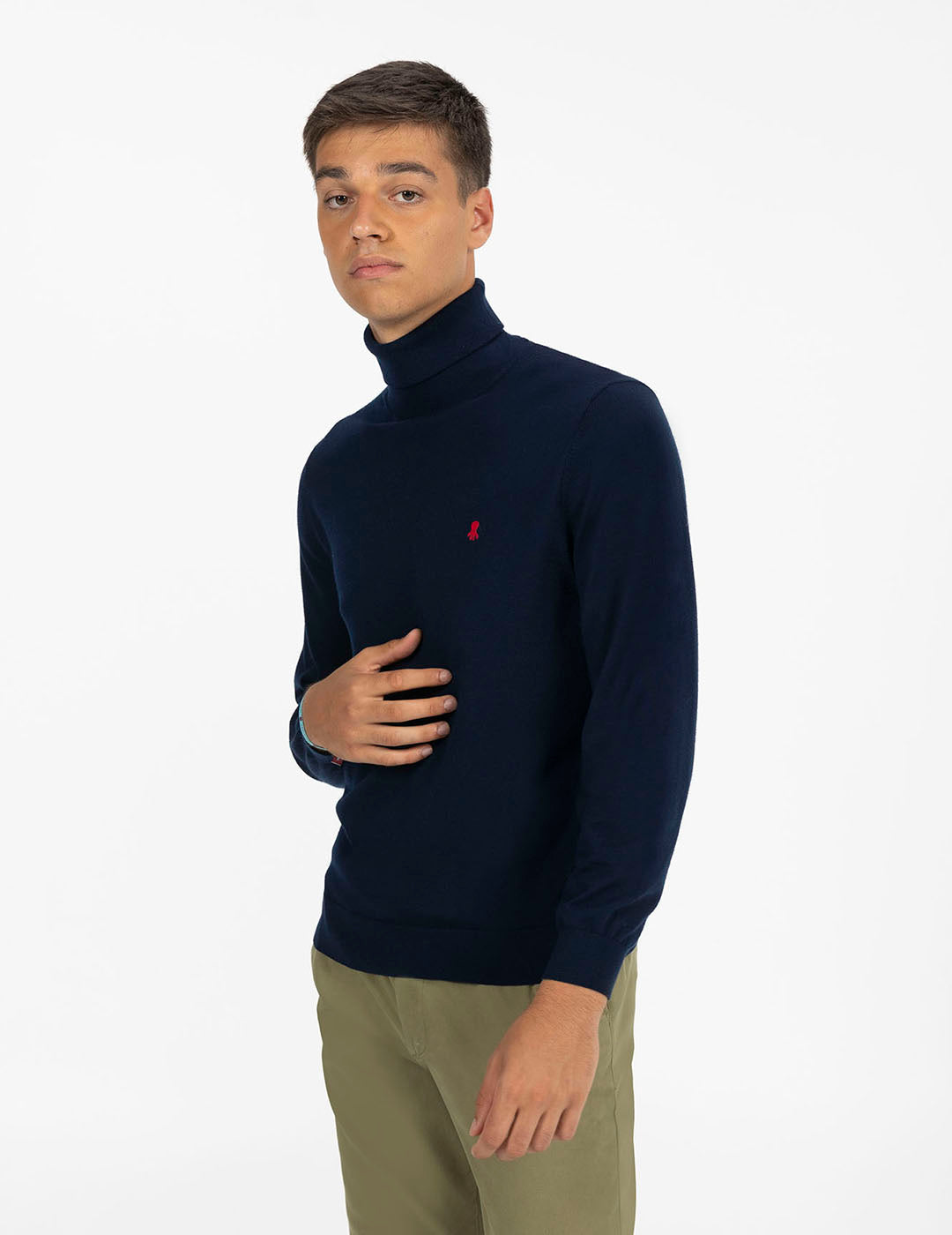 NAVY BLUE MERINO SWANNECK JERSEY