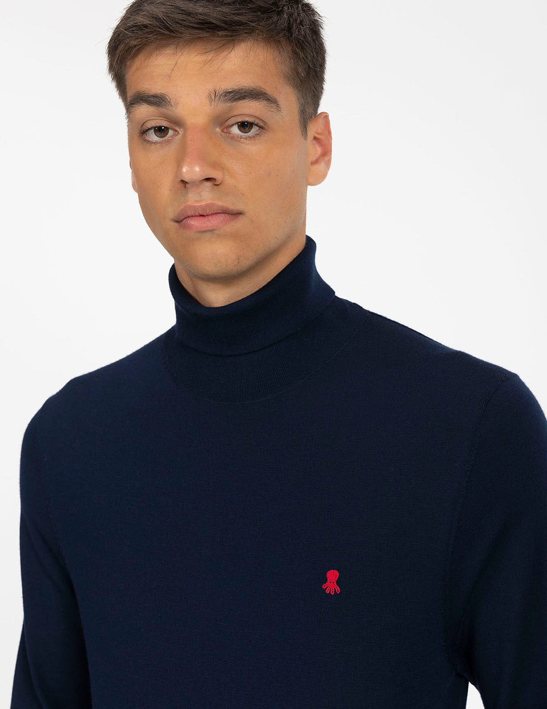 NAVY BLUE MERINO SWANNECK JERSEY