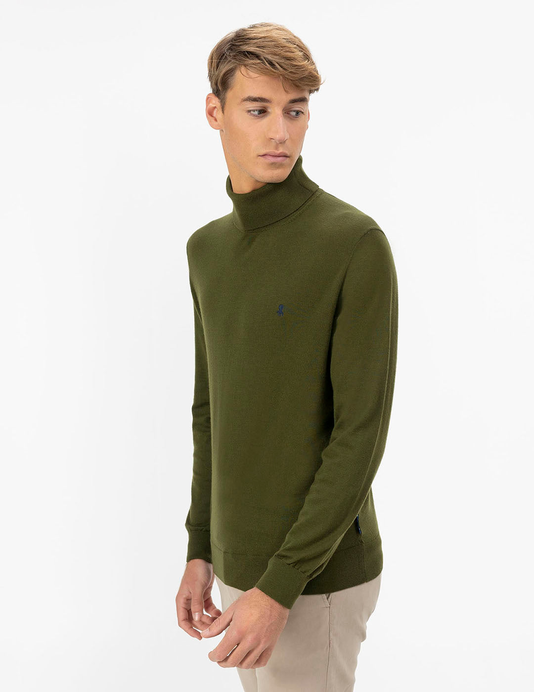 KHAKI GREEN MERINO SWANNECK JERSEY